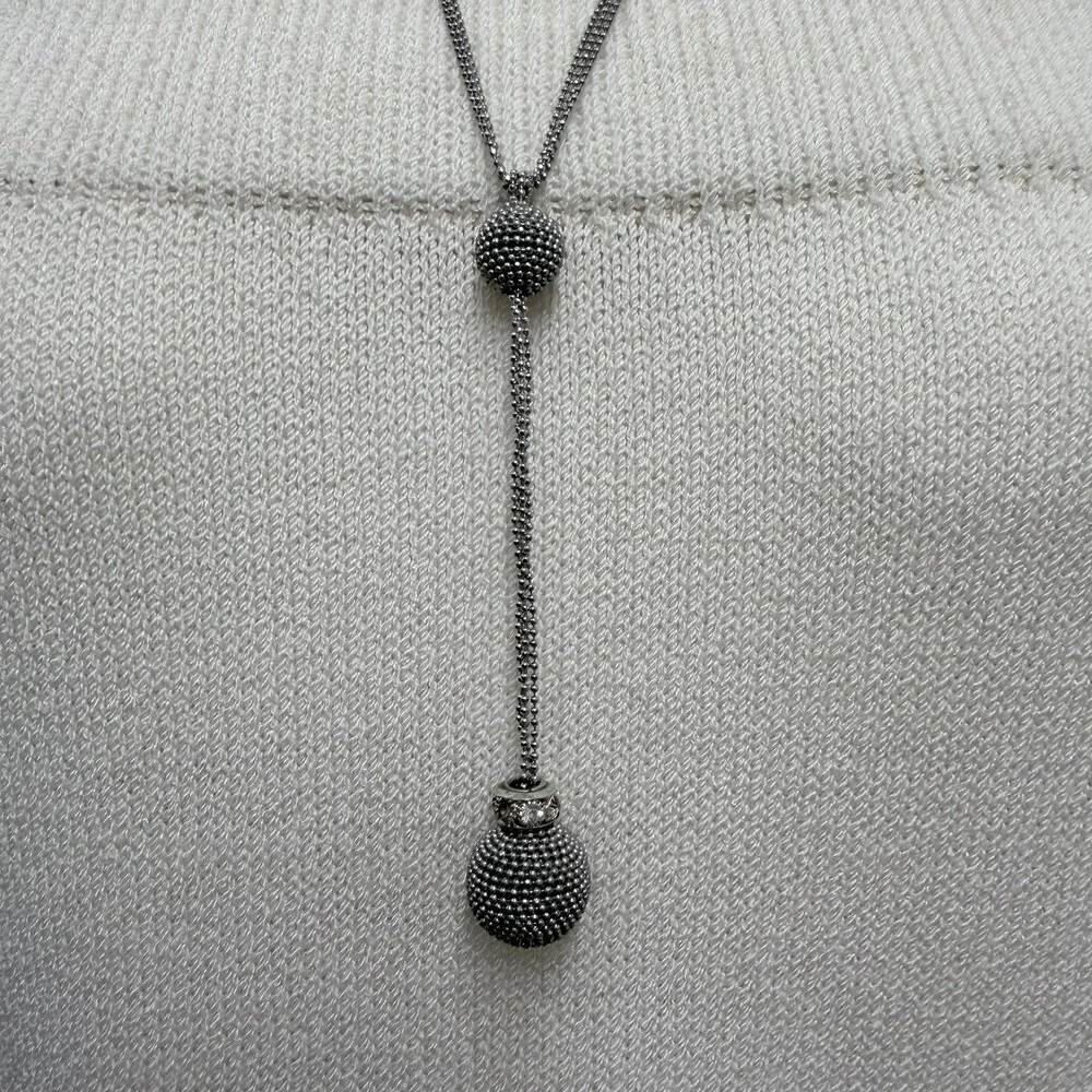 Peserico Necklace Italy Made Silver Tone Caviar Bead Balls 23